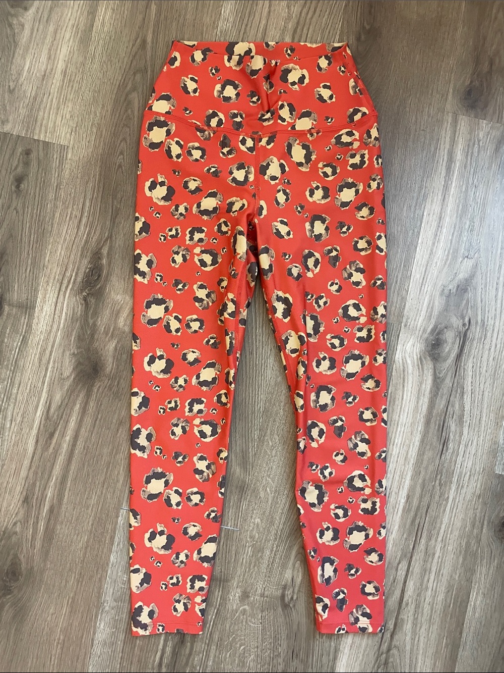 Carbon38 Orange Leopard-Print High Waist Leggings - size small